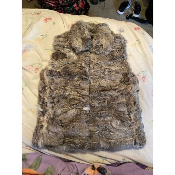 Surell‎ Women's Medium/Large 100% Rabbit Fur Vest Full Zipper - Picture 1 of 8